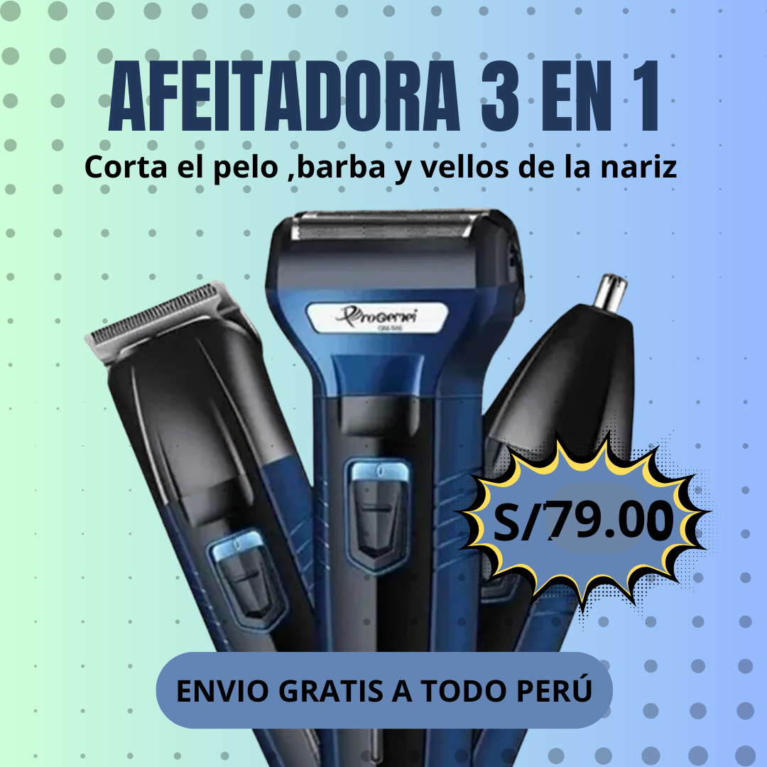 AFEITADORA INALÁMBRICA 3 EN 1 - Envío Gratis